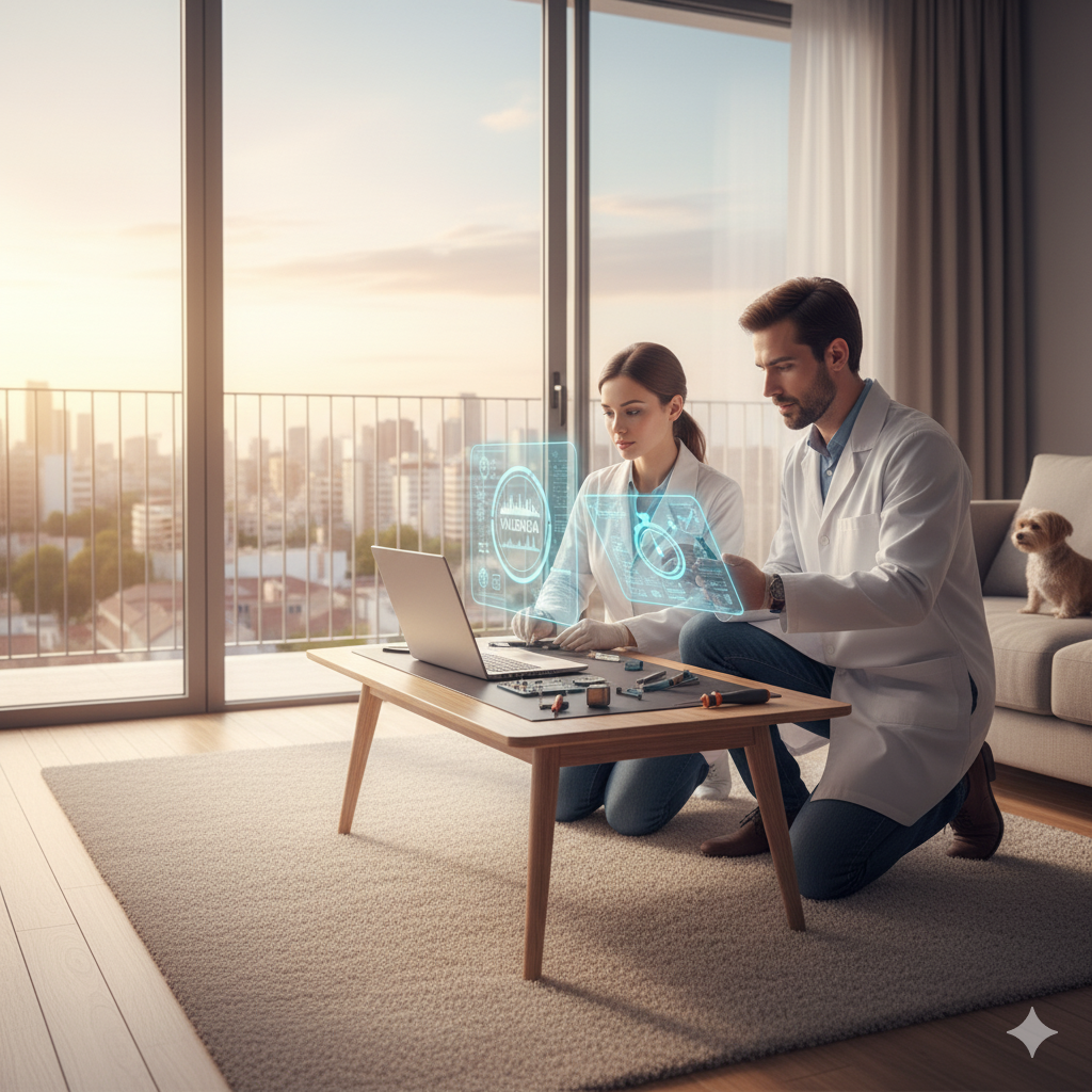 Técnico reparando portátil