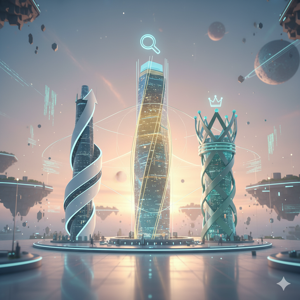 Сгенерируй картинку для этого блока сайта. Без надписей. только не мрачную и не однотипную



Los Tres Pilares Fundamentales del SEO