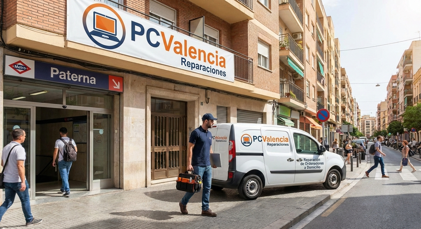 Técnico informático reparando ordenador a domicilio en Paterna