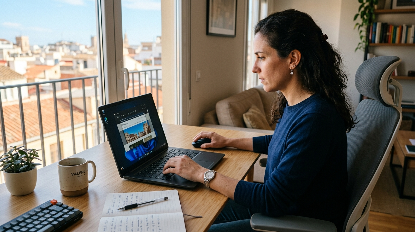Usuario en Valencia realizando un recorte de pantalla en Windows 11 con la herramienta nativa