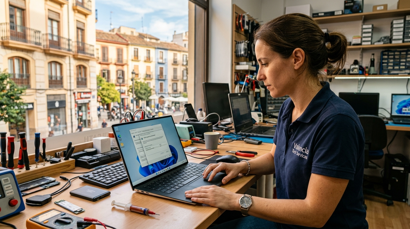 Ventana de creación de punto de restauración en Windows 11 en un ordenador en Valencia