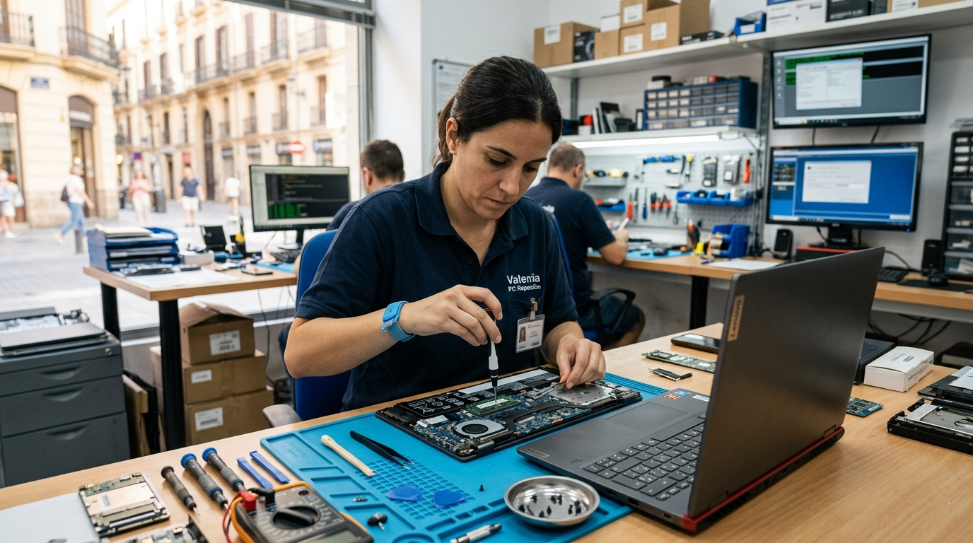 Técnico reparando Lenovo IdeaPad en Valencia
