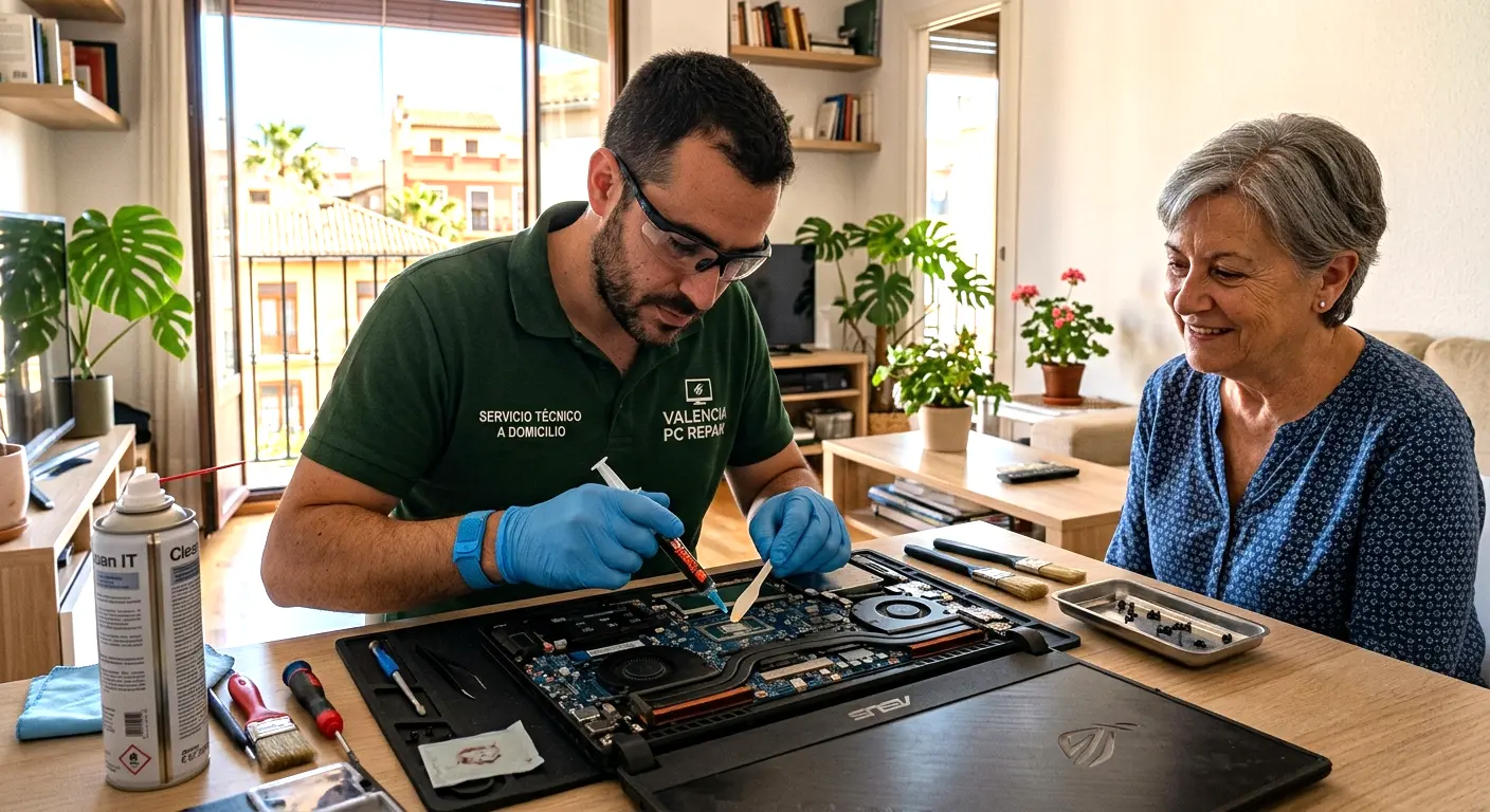 Limpieza interna y cambio de pasta térmica de portátil en Valencia